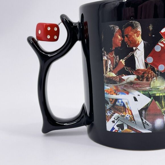 Greektown Casino Coffee Mug w Die Spinner Handle Gambling Slots Poker Chips Dice - Picture 2 of 10